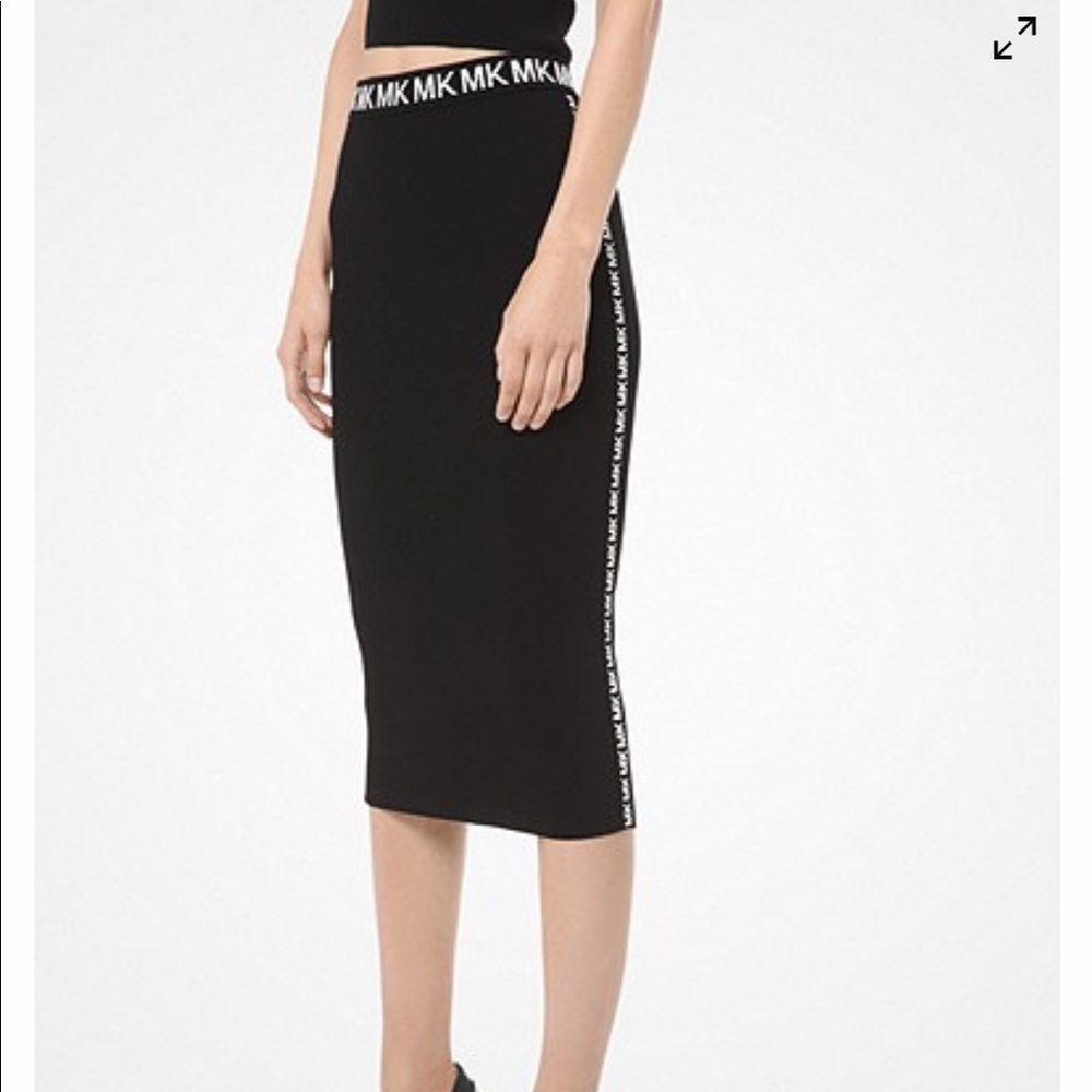 MK logo stripe pencil skirt